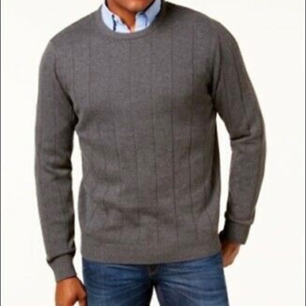 Club Room Gray Ribbed Crewneck Sweater